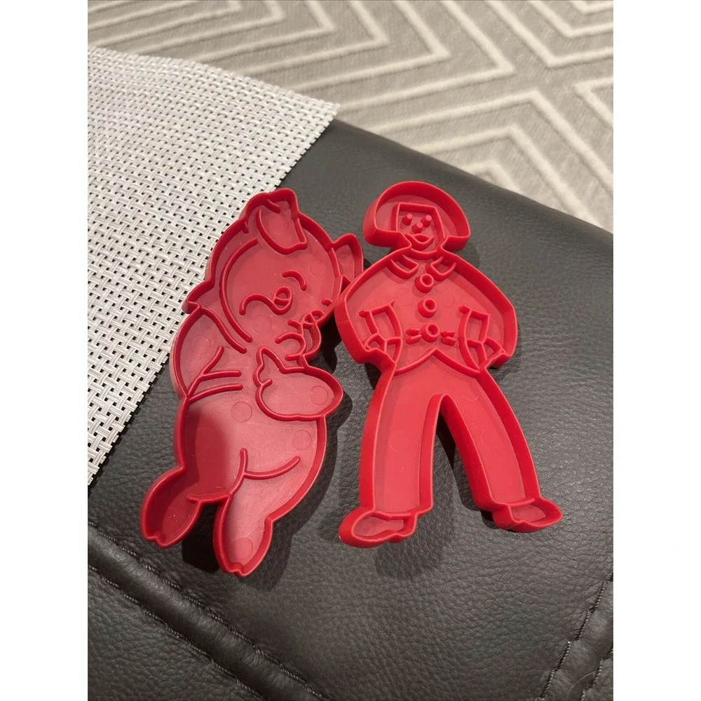 Vintage TUPPERWARE Red Plastic Cookie Cutters Lot‎ - Pig + Man